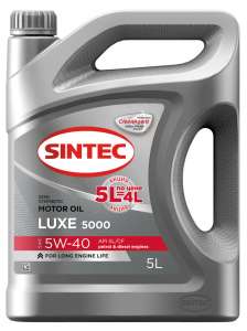 Моторное масло Sintec LUXE SAE 5W-40 API SL/CF 5л Акция 5л по цене 4л